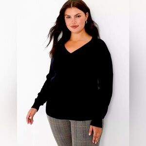 Lane Bryant Long-Sleeve V-Neck Sweater 22/24 Black
